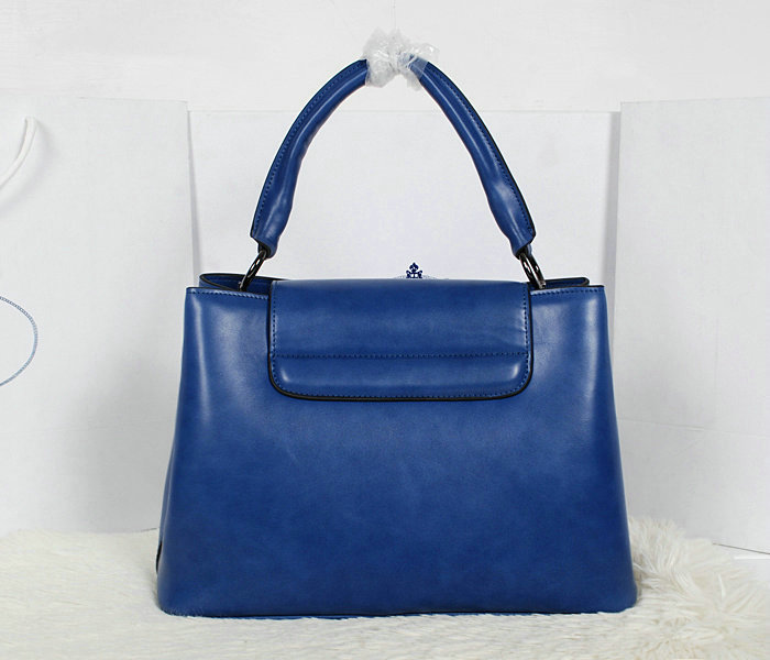 2014 Prada calf leather tote bag BN2603 blue - Click Image to Close